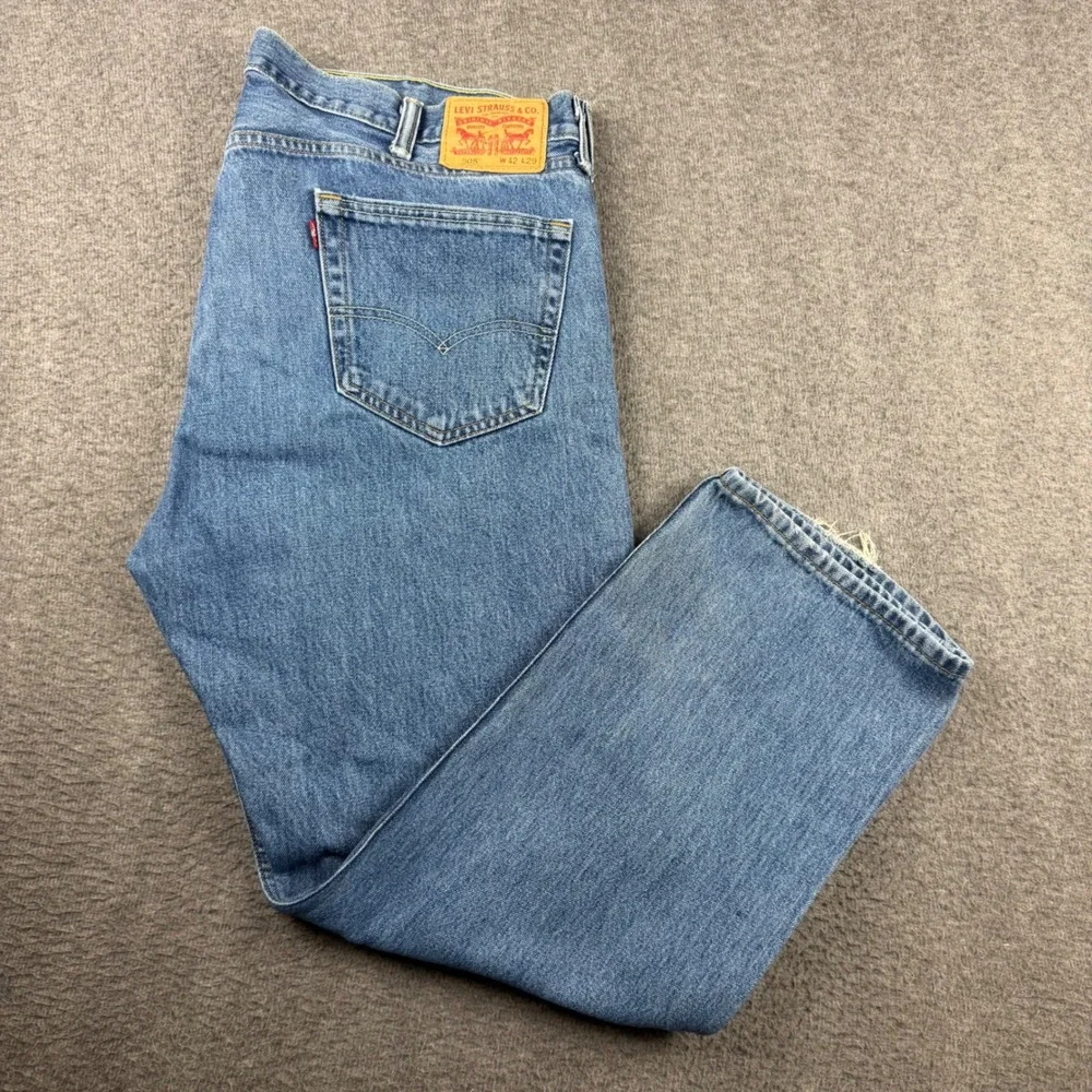 Levis 505 Regular Fit Straight Leg Jeans Mens‎ W42 L29 Medium Wash Blue Denim